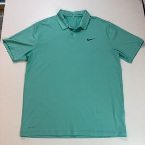 Nike Tiger Woods Polo Shirt Mens Large Green Dri-FIT ADV Golf Animal Print